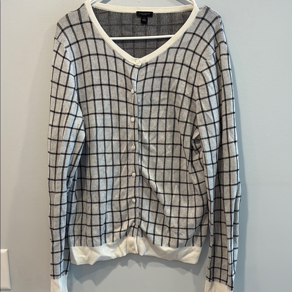 Ann Taylor Factory Black and White Cardigan Sweater